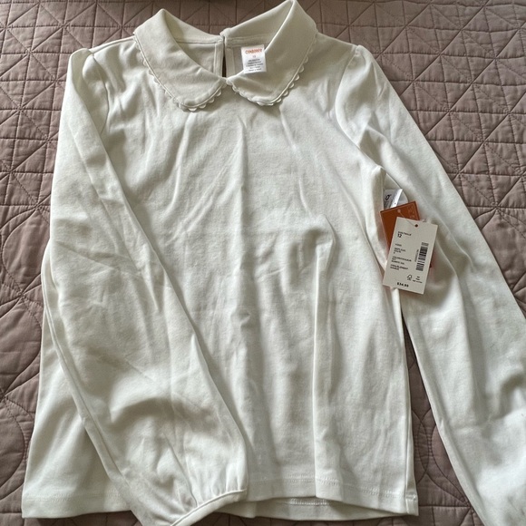 Kids White Peter Pan collar long sleeve shirt - Picture 1 of 3